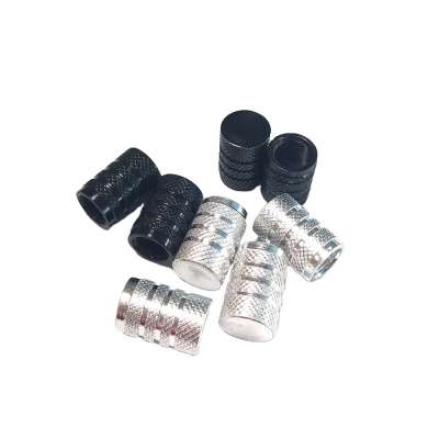 Car Truck Bike Aluminum Tire Valve Stem Caps with Chrome Stripes